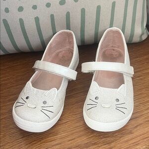Maggie & Zoe Glittery Cat Face Mary Jane Shoes - Cream